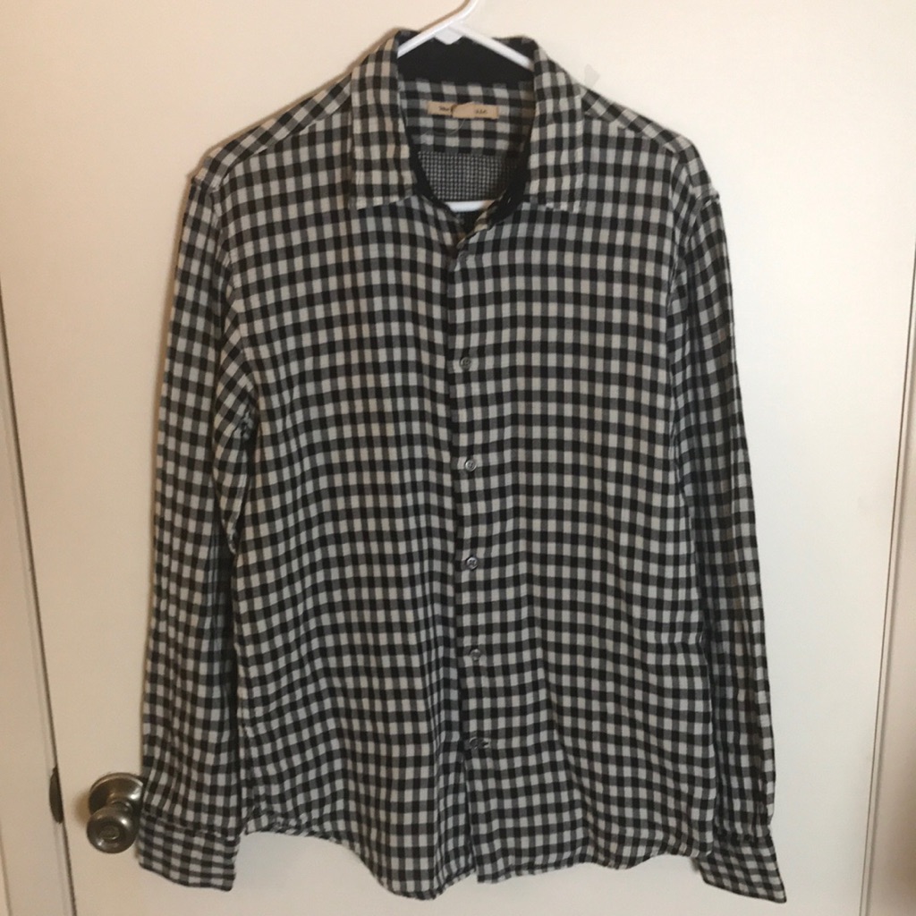 John Varvatos Gingham Cotton Button Down Shirt M